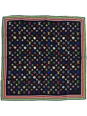 Louis Vuitton Scarf Monogram Silk Carre Denim Noir Black Large